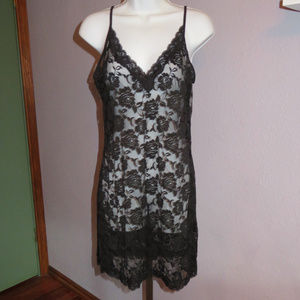 Women's Black Lacey Slip Nightgown
